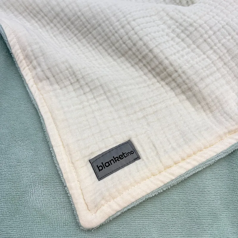 Musselin Babydecke mit Namen - 70 x 100 cm • Vanille-Grün