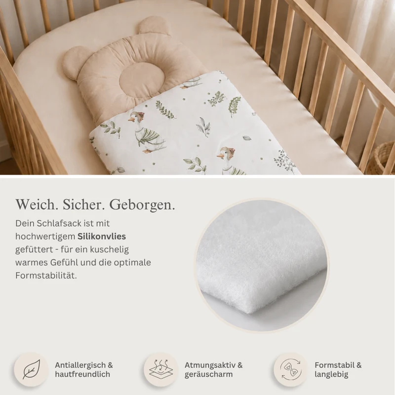 Babyschlafsack mit Bärenohren | Premium Baumwolle