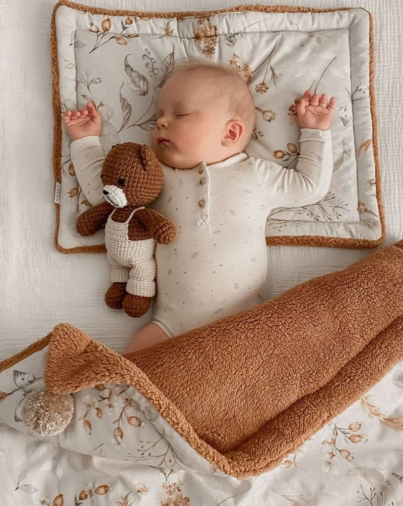 Babydecke inkl. Kissen "Premium-Linie" | Baumwolle & Teddy-Stoff
