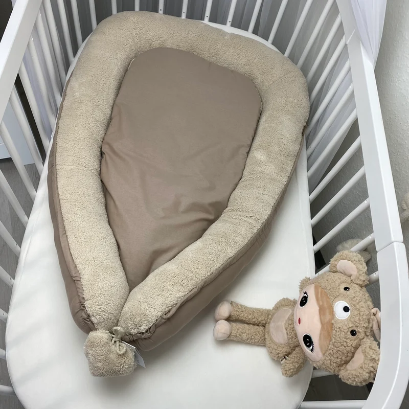 Babynest "Premium-Linie" | Baumwolle & Teddy-Stoff