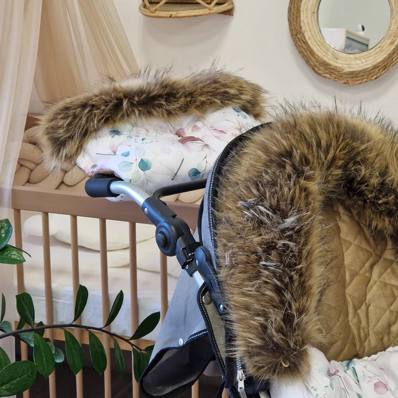 Winterfußsack mit Handmuff ESKIMO | Libelle & Samt Cappuccino gesteppt