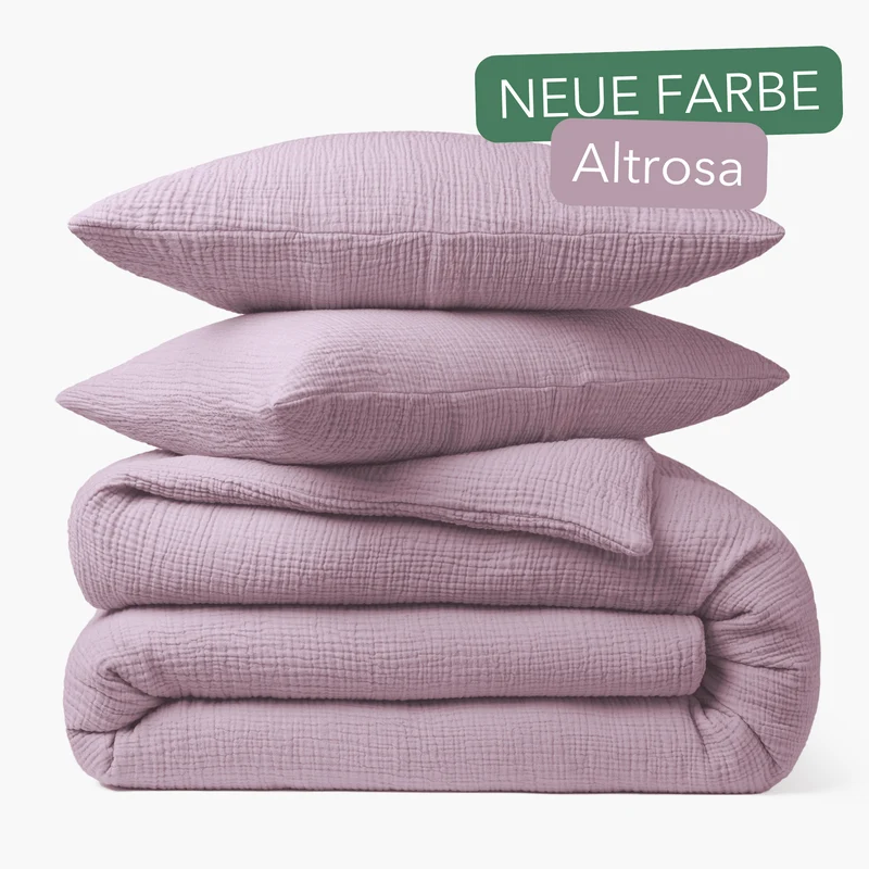 Musselin Bettwäsche Set • Altrosa
