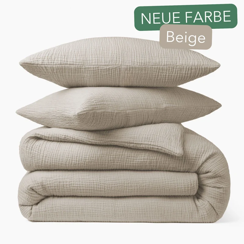 Musselin Bettwäsche Set • Beige