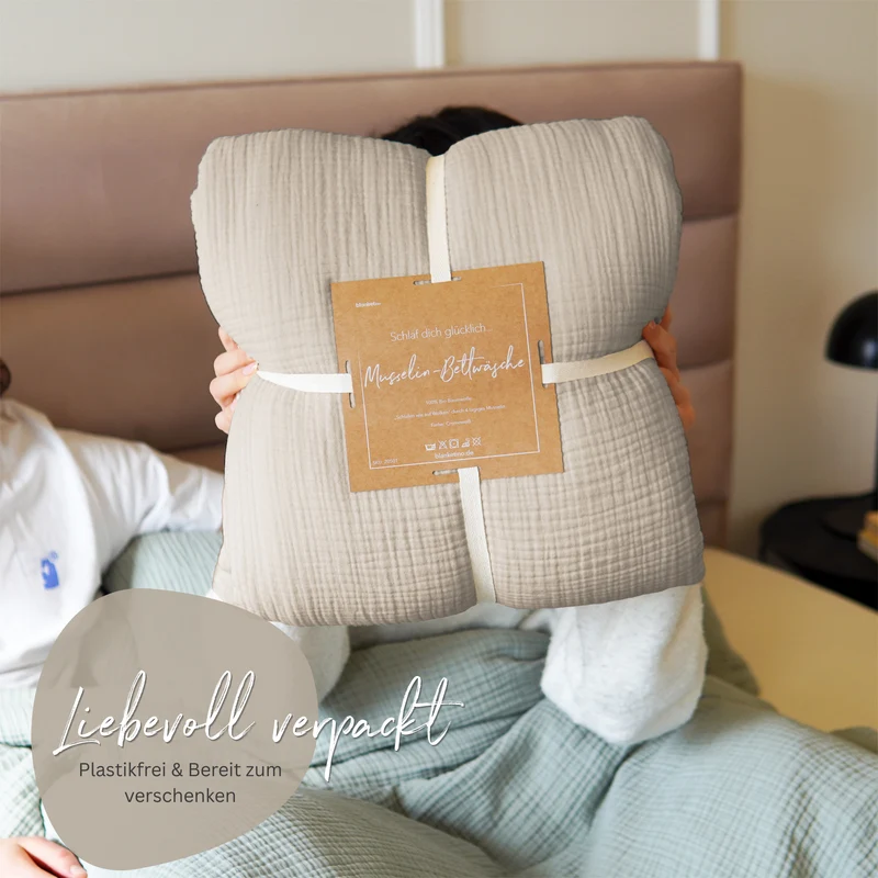 Musselin Bettwäsche Set • Beige
