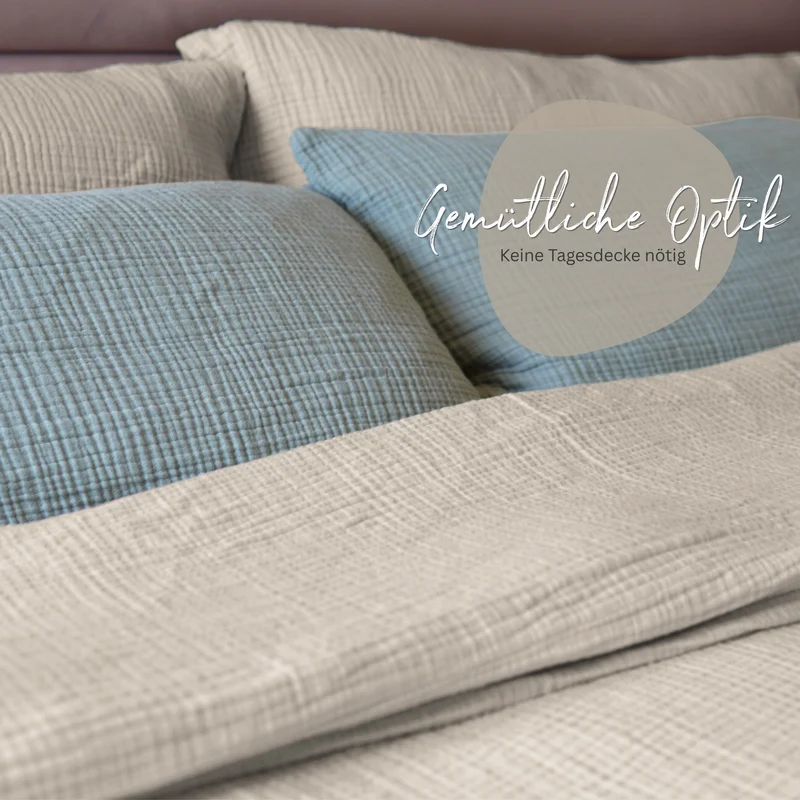 Musselin Bettwäsche Set • Beige