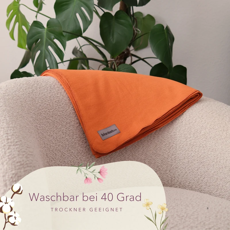 Leichte Baumwolldecke• 150 x 210 cm • Orange
