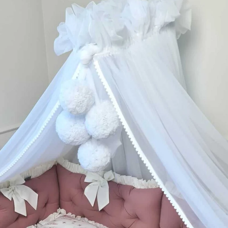 Betthimmel inkl. 4 Bommel | Tüll