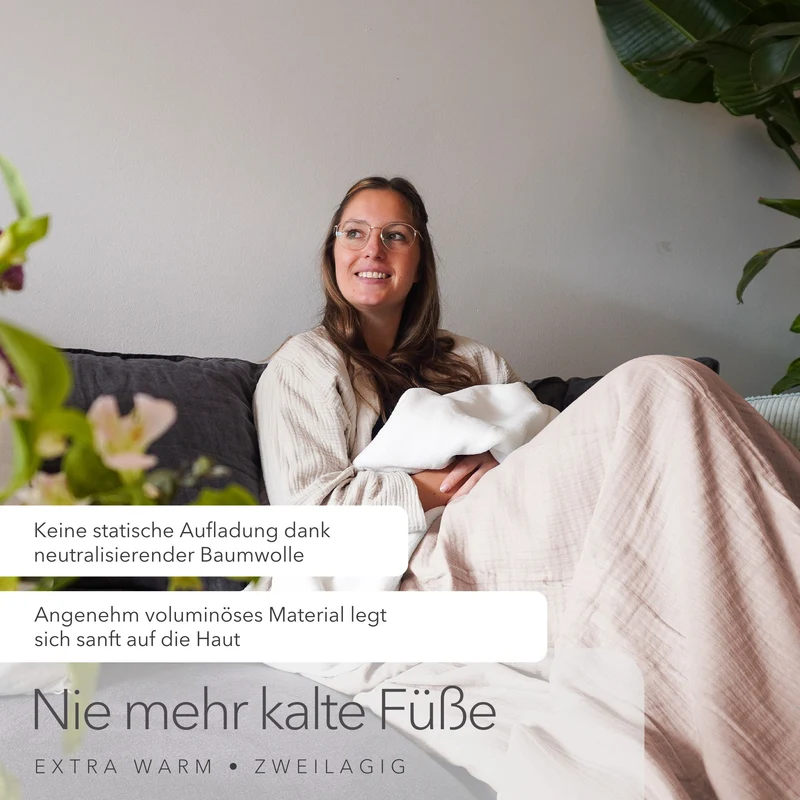Kuscheldecke mit atmungsaktivem Bio Musselin · Soft Rose · 145x210 cm