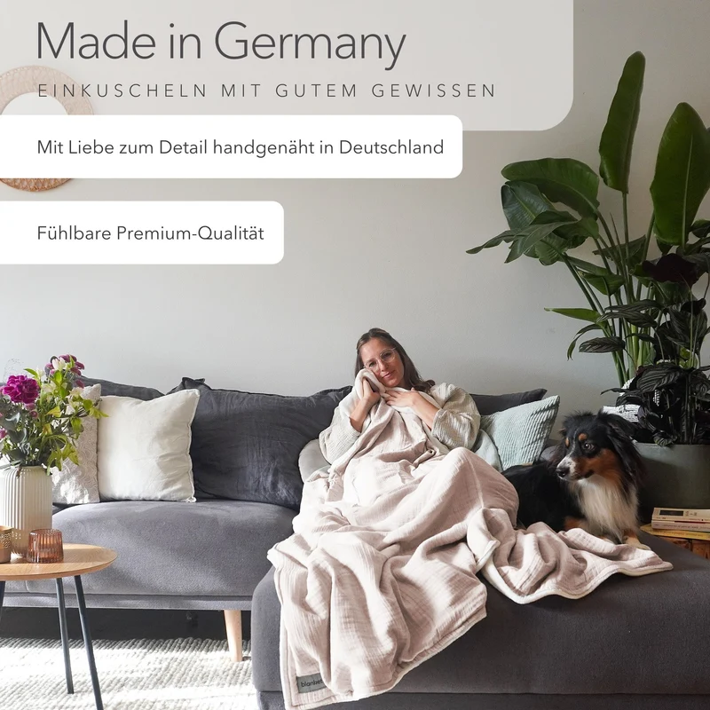 Kuscheldecke mit atmungsaktivem Bio Musselin · Soft Rose · 145x210 cm