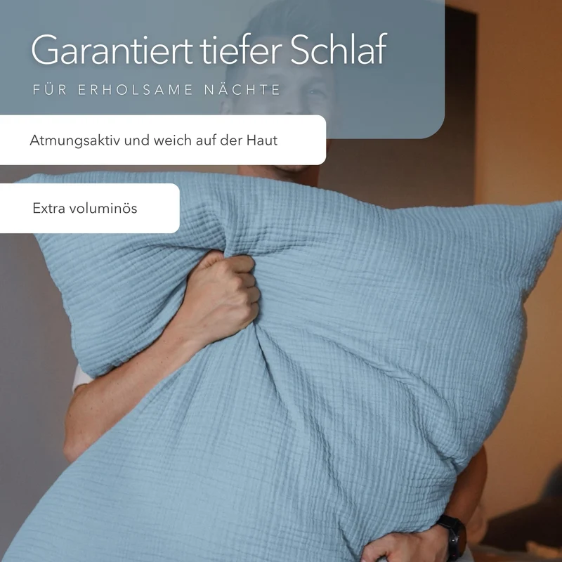 Musselin Bettwäsche Set • Morgenblau