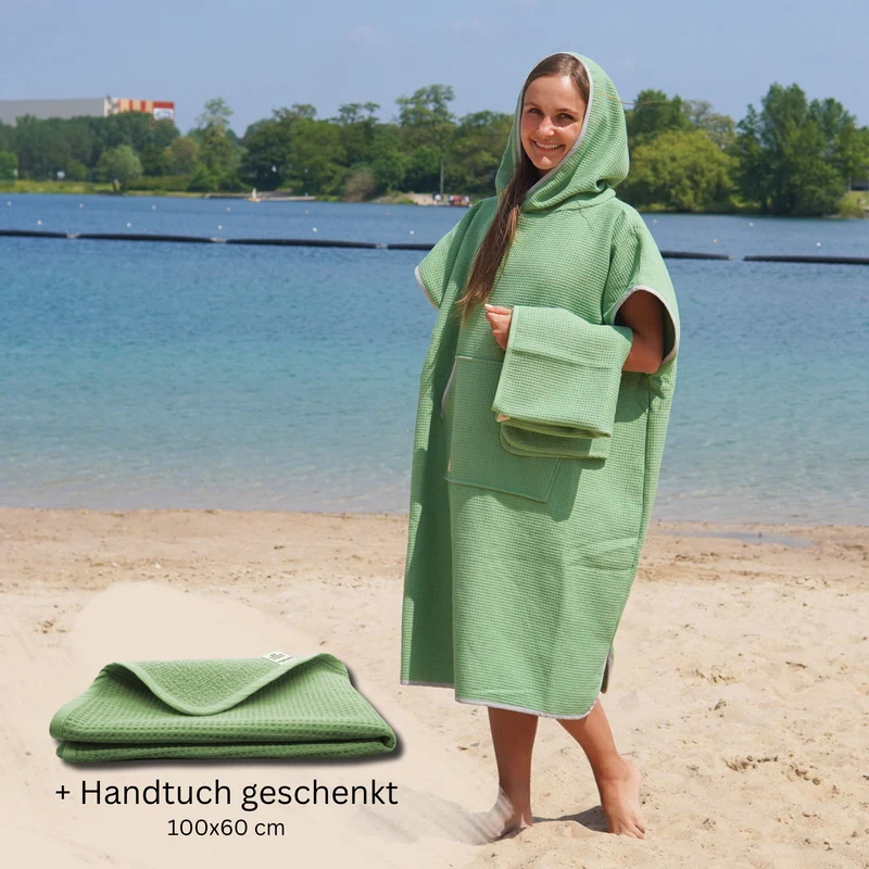 Poncho für Strand und Sauna • Seegrasgrün