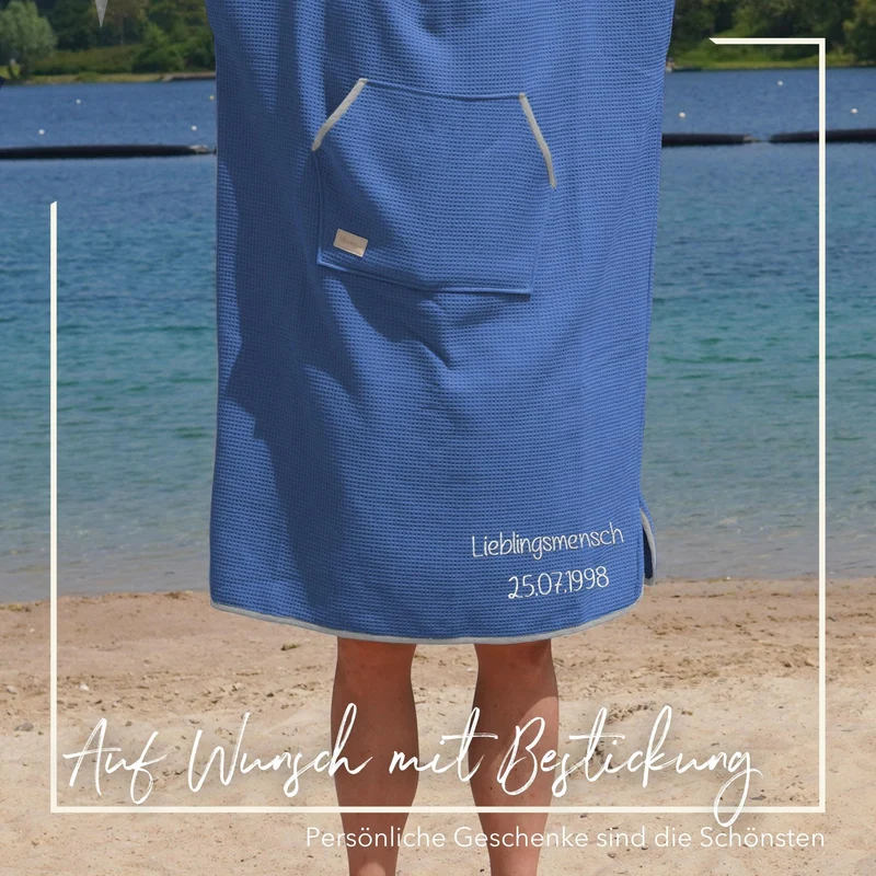 Poncho für Strand und Sauna • Azurblau