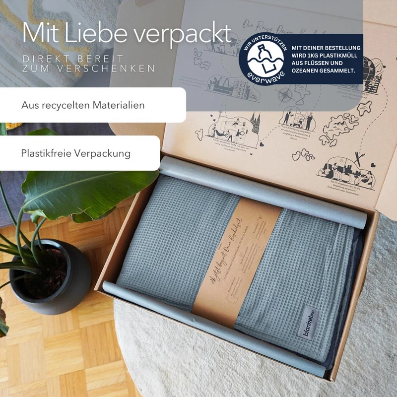 Kuscheldecke mit Ärmeln · Vollkommen · Wolkenblau · Meeresblau