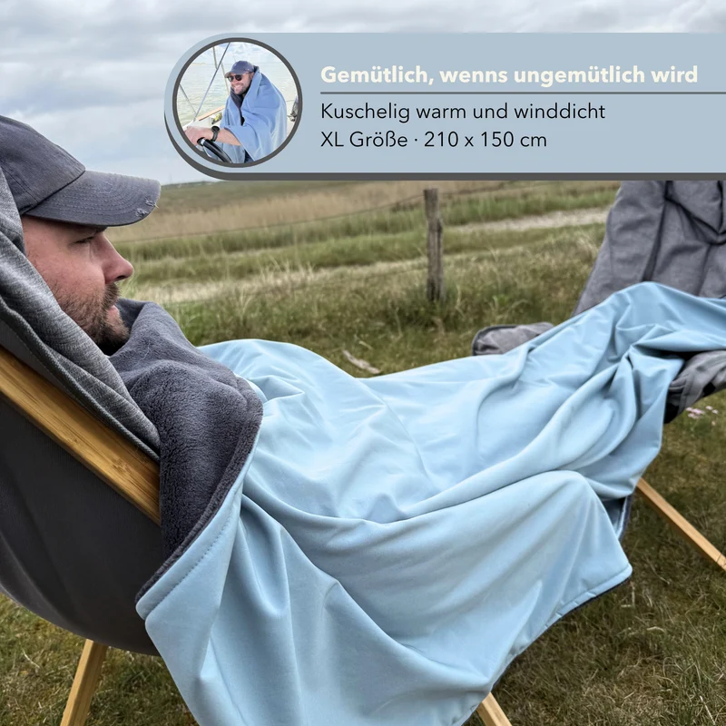 Campingdecke mit Knöpfen · Outdoor · 150x210 cm · Himmelblau