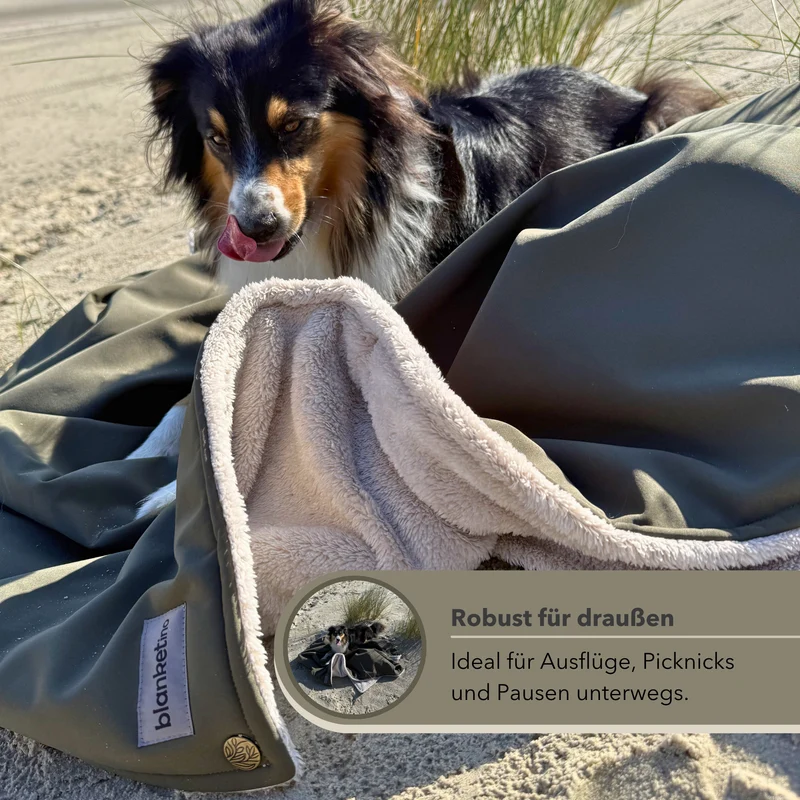 Campingdecke mit Knöpfen · Outdoor · 150x210 cm · Khaki