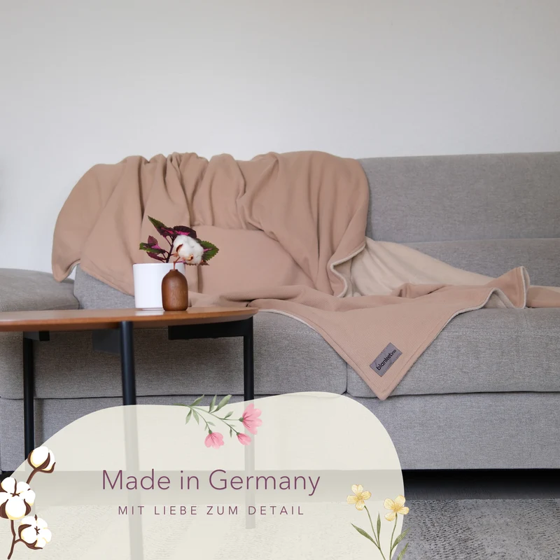 Kuscheldecke aus Baumwolle · Cappuccino Braun