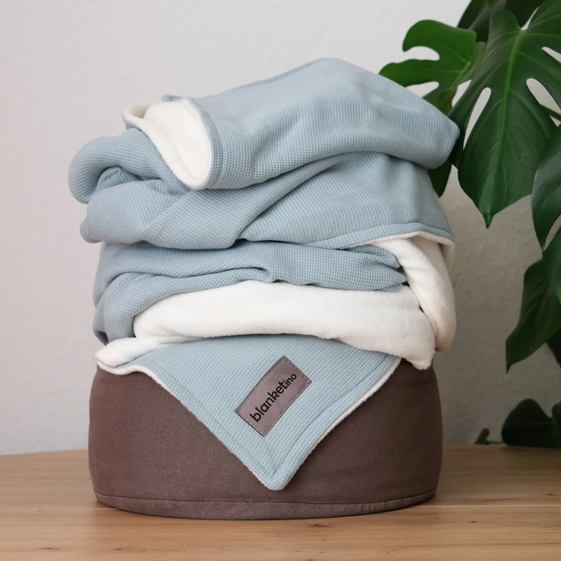 Kuscheldecke aus Baumwolle · 140 x 210 cm · Mint Blau