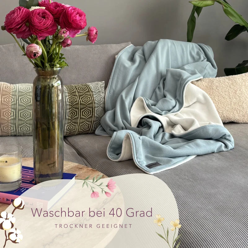 Kuscheldecke aus Baumwolle · 140 x 210 cm · Mint Blau