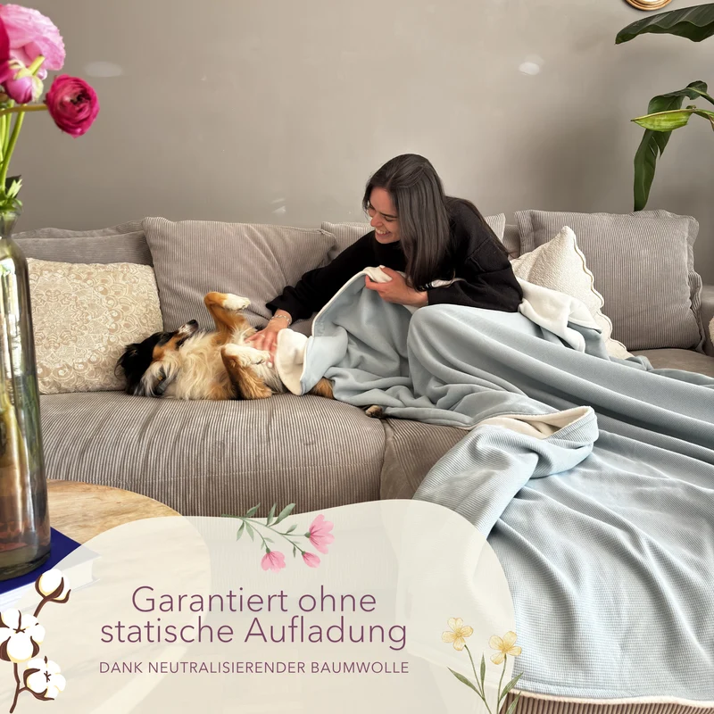 Kuscheldecke aus Baumwolle · 140 x 210 cm · Mint Blau