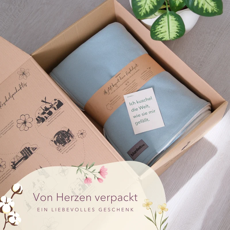 Kuscheldecke aus Baumwolle · 140 x 210 cm · Mint Blau