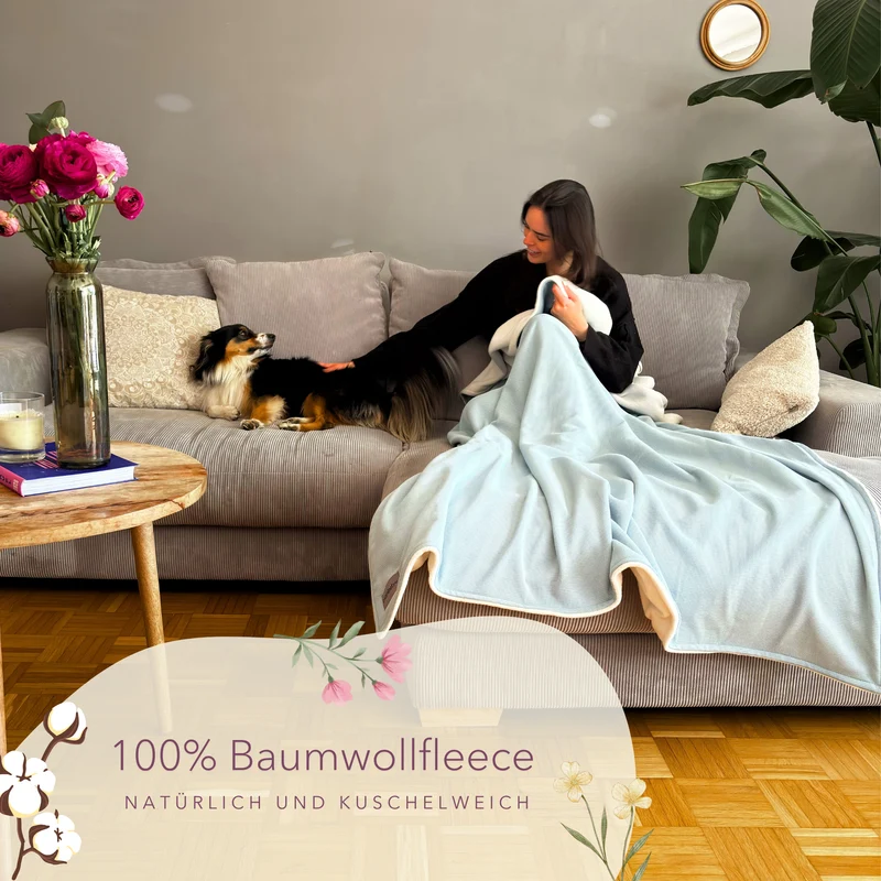 Kuscheldecke aus Baumwolle · 140 x 210 cm · Mint Blau