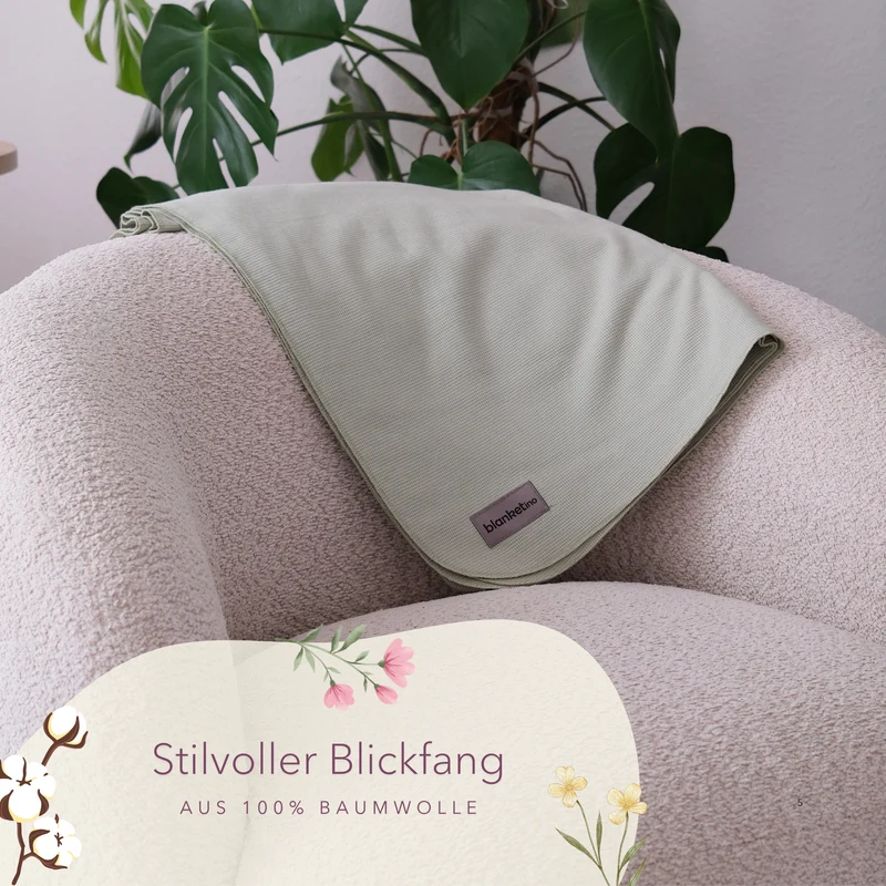 Leichte Baumwolldecke • 150 x 210 cm • Salbei