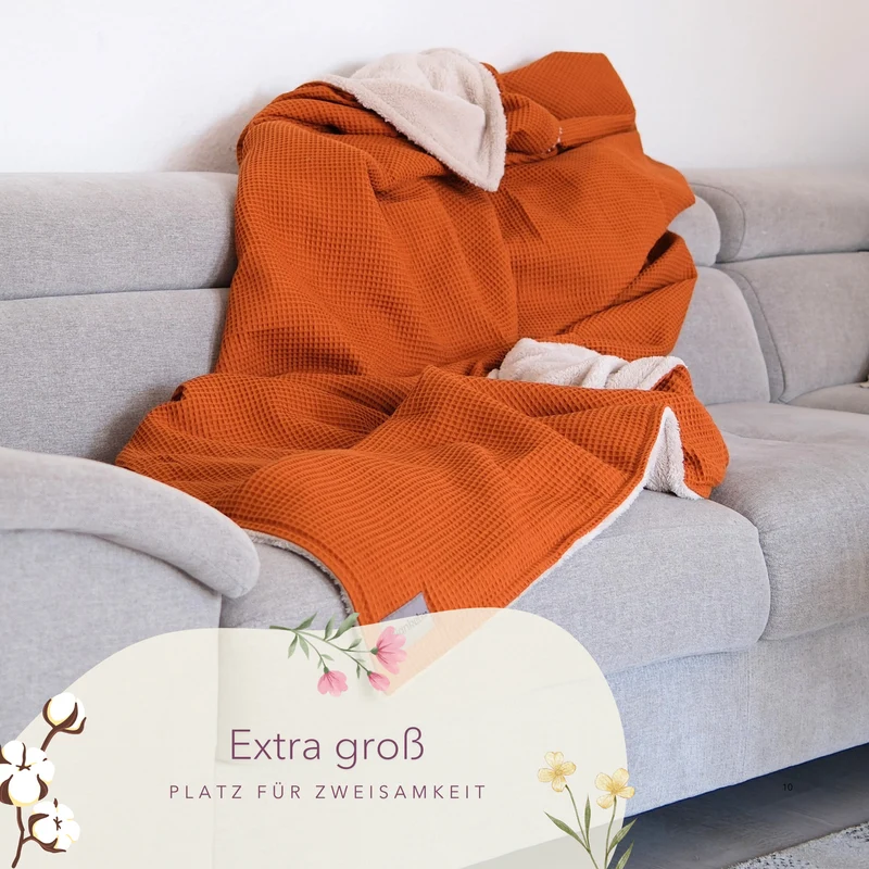 Kuscheldecke "Vollkommen" Cognac · Beige