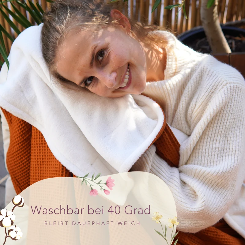 Kuscheldecke "Vollkommen" Cognac · Beige