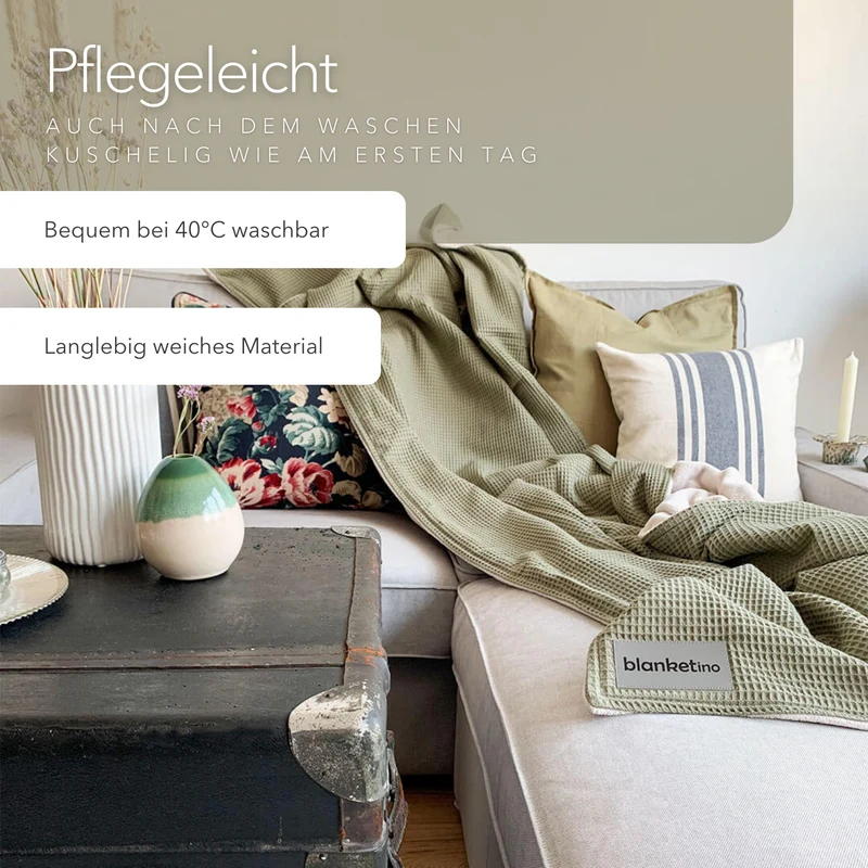 Kuscheldecke "Vollkommen" Oliv · Sandweiß