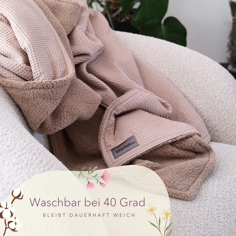 Kuscheldecke mit Teddy-Fleece • Latte Macchiato • Beige