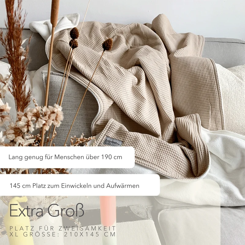 Kuscheldecke "Natur" • 210 x 140 cm • Creme • Sandweiß