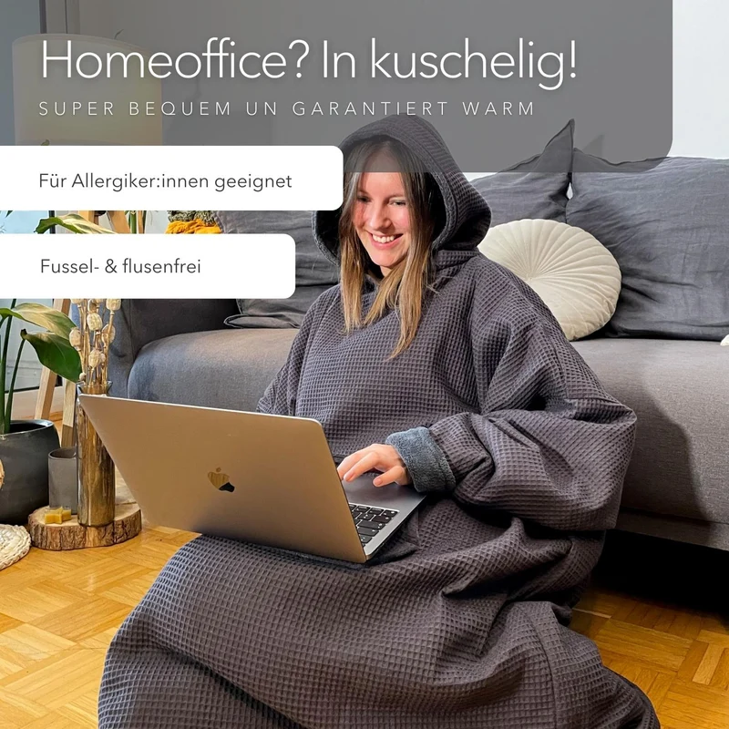 Kuschel-Hoodie mit Kapuze • Vulkangrau