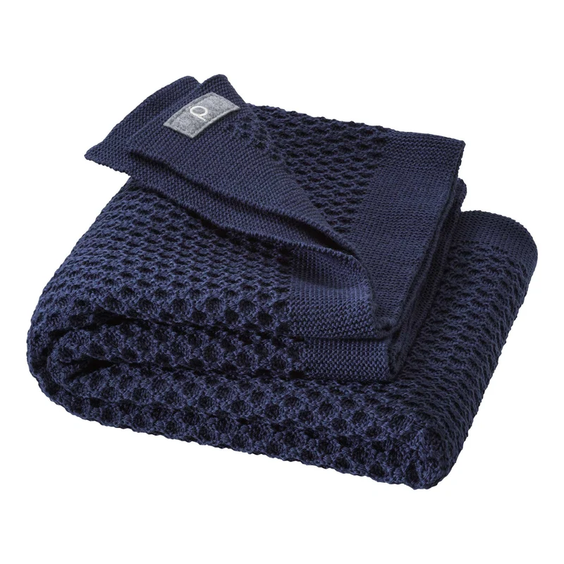 DISANA Woll-Waben-Strickdecke Indigo