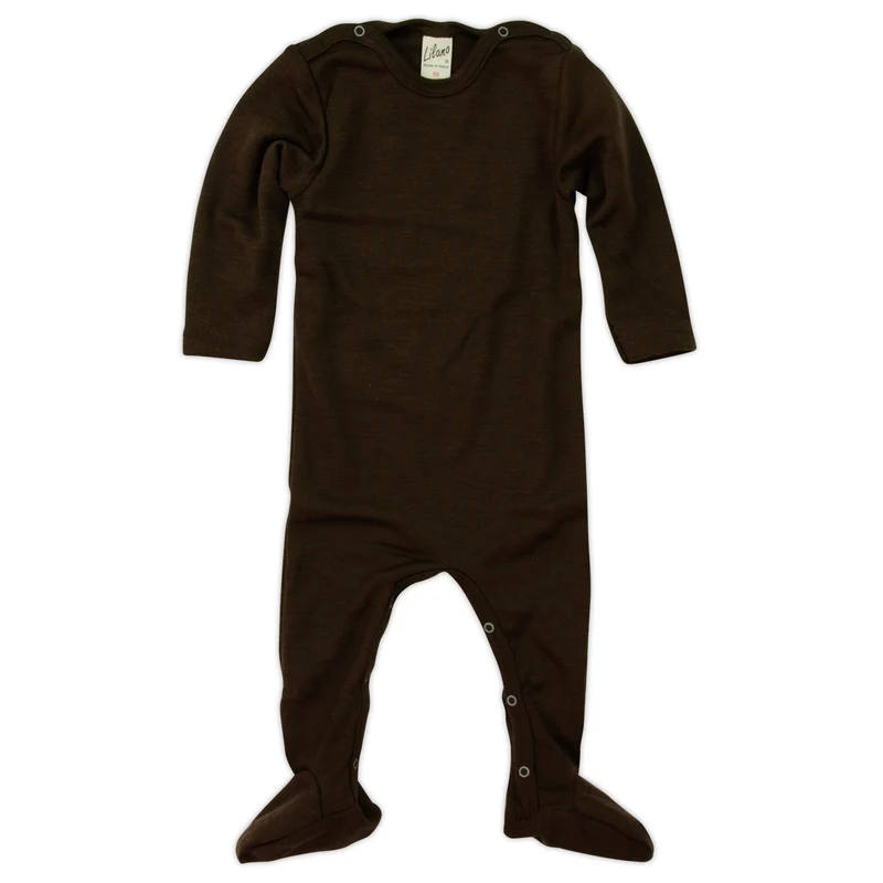 Lilano Baby Schlafanzug-Overall Gr. 50 Wolle/Seide – Braun