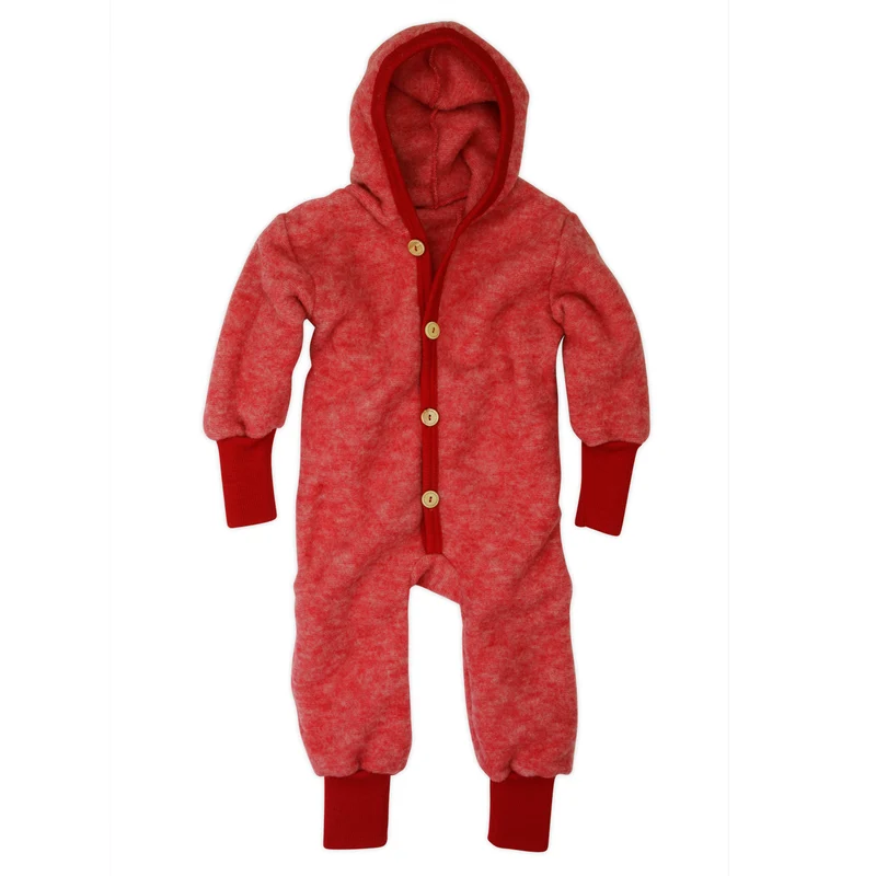 Cosilana Baby Overall mit Bündchen Gr. 62/68 Wollfleece – Rot