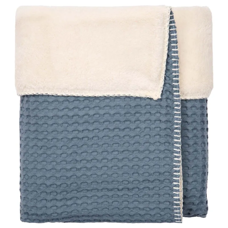 Cot blanket teddy Oslo bluestone