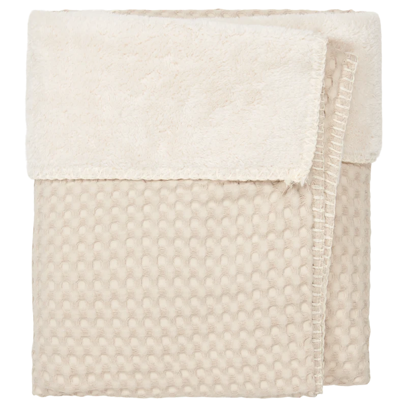 Cot blanket teddy Oslo sand/pebble