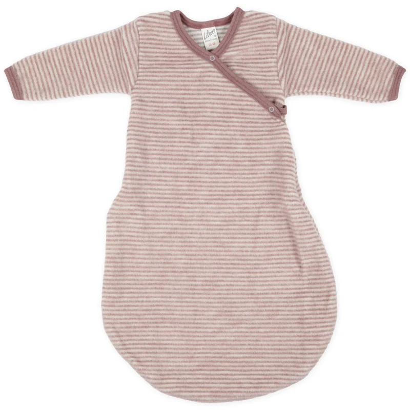 LILANO Wollfrottee Wickelschlafsack Mauve Gestreift