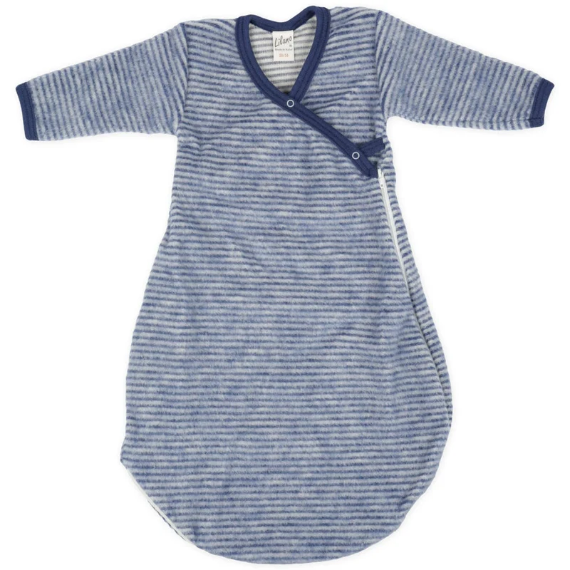 LILANO Wollfrottee Wickelschlafsack Marine Gestreift
