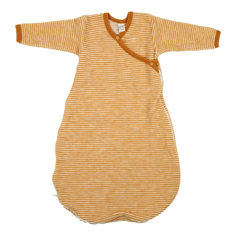LILANO Wollfrottee Wickelschlafsack Curry Gestreift