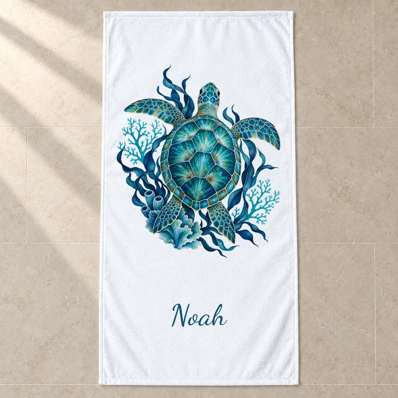 Handtuch Schildkröte Ozean in Aquarell mit Namen