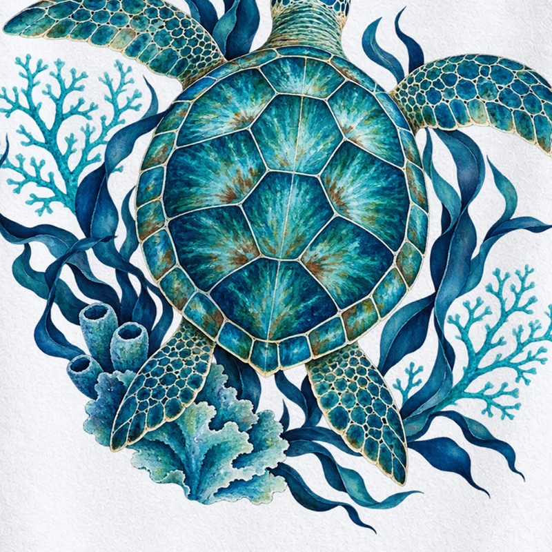 Handtuch Schildkröte Ozean in Aquarell mit Namen