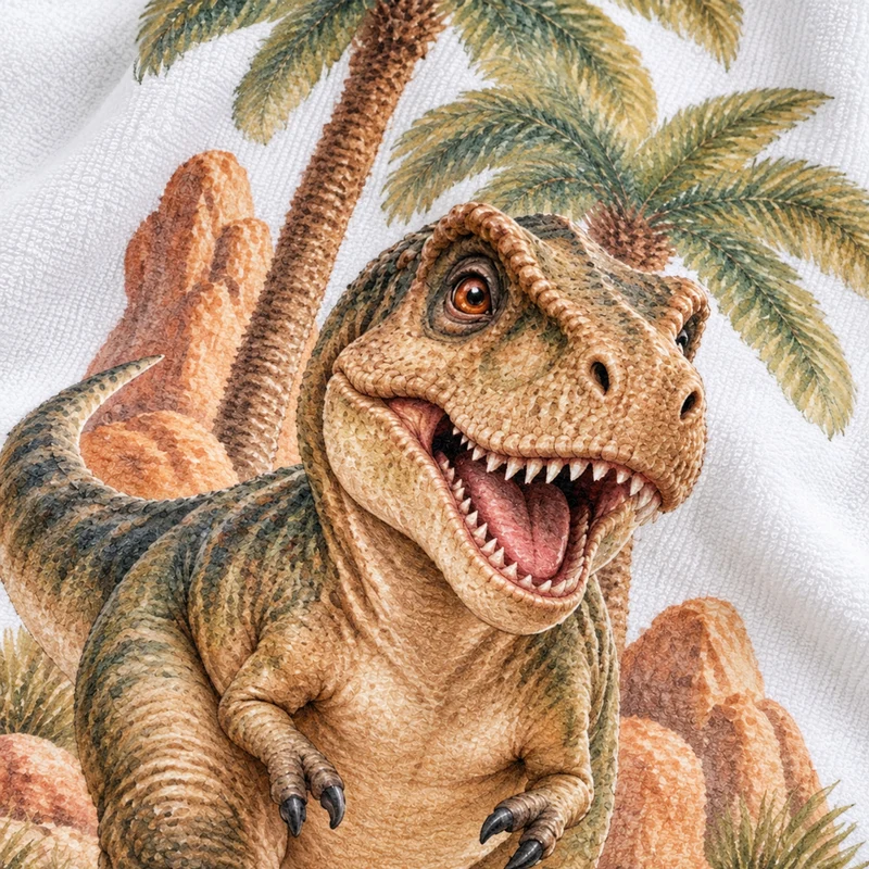 Handtuch Dinosaurier T-Rex in der Savanne mit Namen