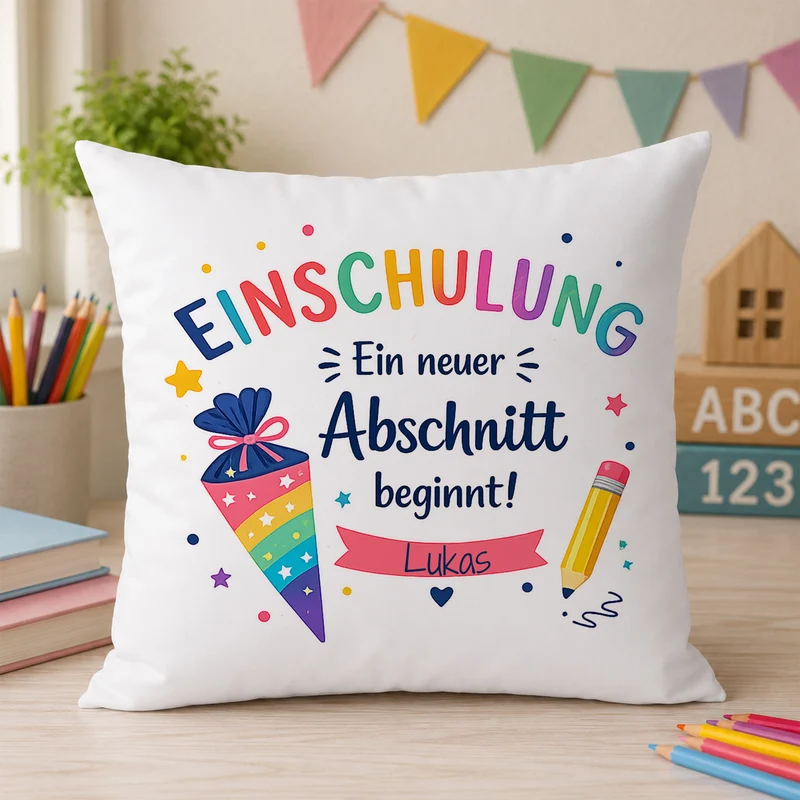Kissenbezug Einschulung - Ein neuer Abschnitt beginnt!