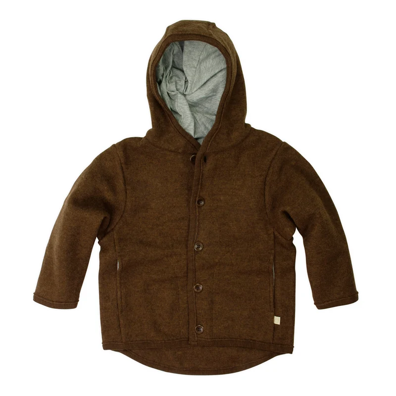 62/68 Walk‑Jacke 100% Schurwolle Haselnuss Disana