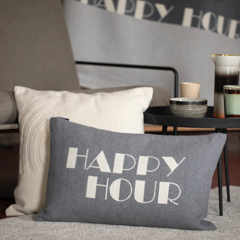 Nordic Kissenhülle Happy Hour Grau 40 x 60 cm