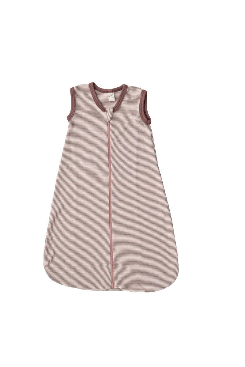 LILANO Wolle Seide Schlafsack mit Reissverschluss Mauve Gestreift