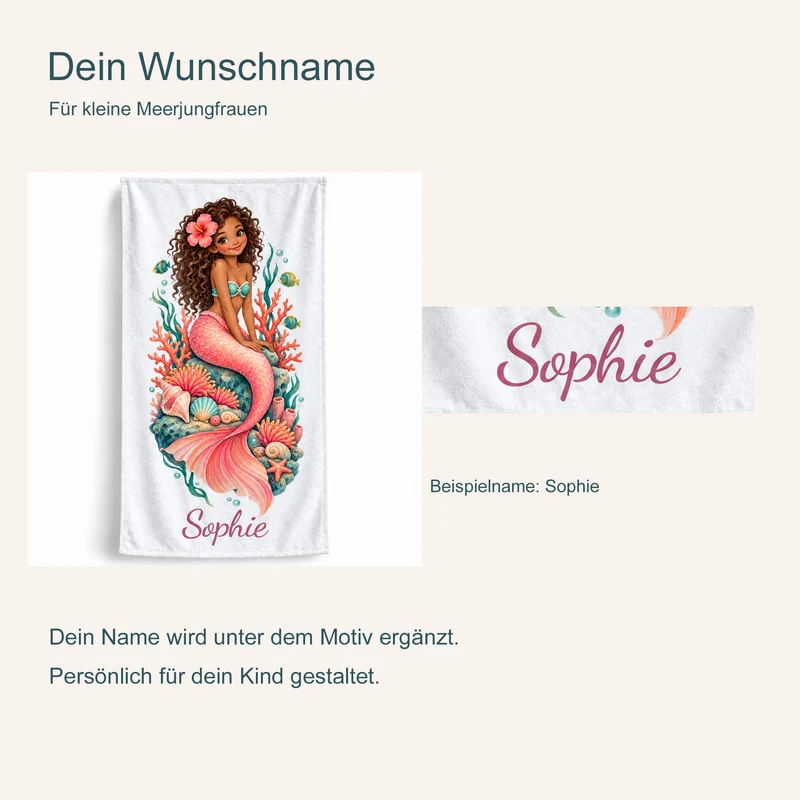Handtuch Meerjungfrau Korallengarten mit Namen