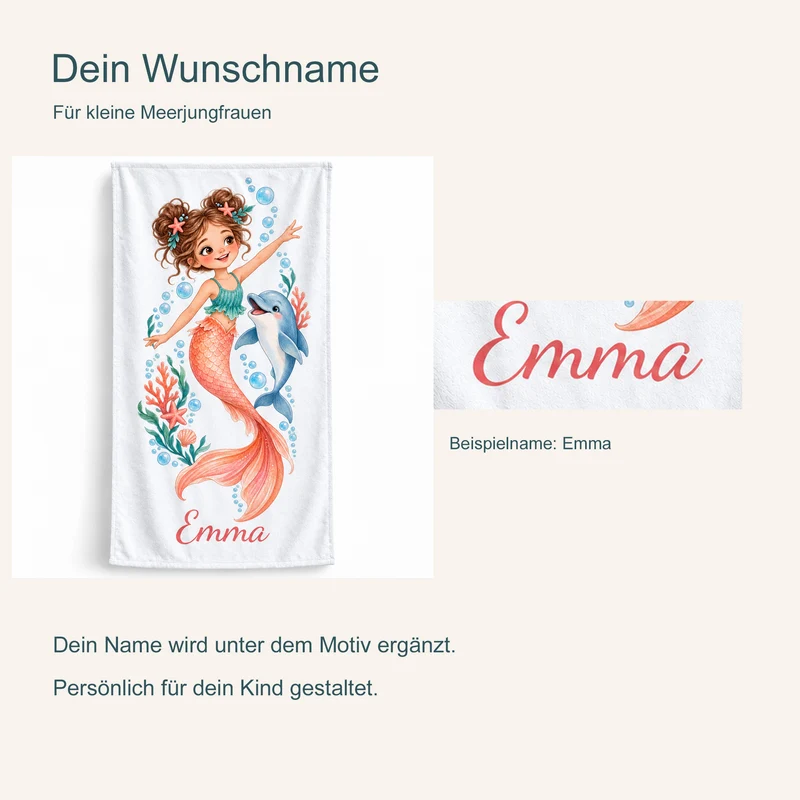 Handtuch Meerjungfrau Delfinfreundin mit Namen