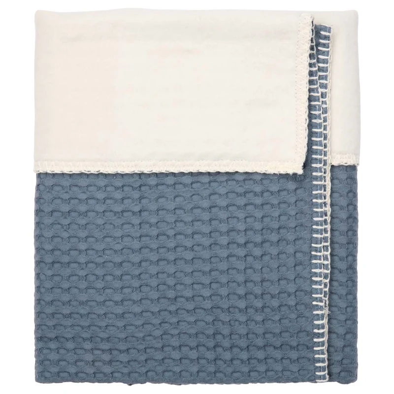 Bassinet blanket cotton fleece Amsterdam bluestone